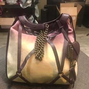 Juicy Couture vintage velour & leather strappy chain harness bag ombré Y2K
